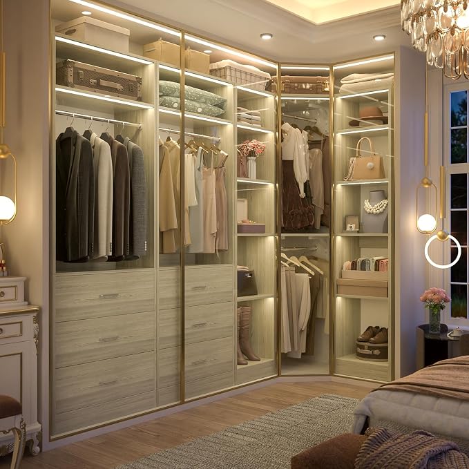 Corner Closet System with 6 Drawers, Closet Organizer System with 14 Shelves & - Image 3
