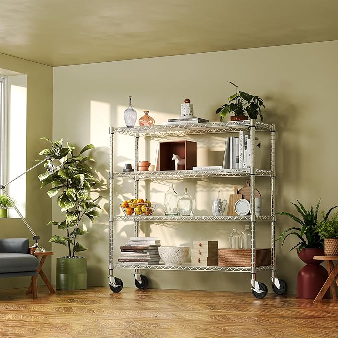 IZEUK 4-Tier Heavy Duty Metal Wire Shelving Unit, Adjustable Storage Rack - Image 7