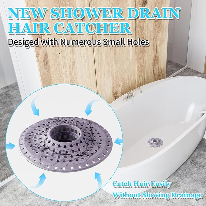 Shower Hair Drain Catcher, Silicone Bathtub Drain Hair Catcher Strainer - Image 2
