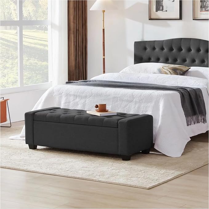 48" Ottoman with Storage, Soft Storage Ottoman Bench - Image 8