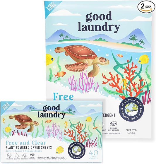 Good Laundry Detergent Sheets Unscented, & Dryer Sheet Bundle by GoodLaundry