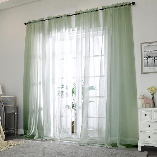 Chyhomenyc Living Room Sheer Curtains 96 Length 2 Panels Set - Image 2
