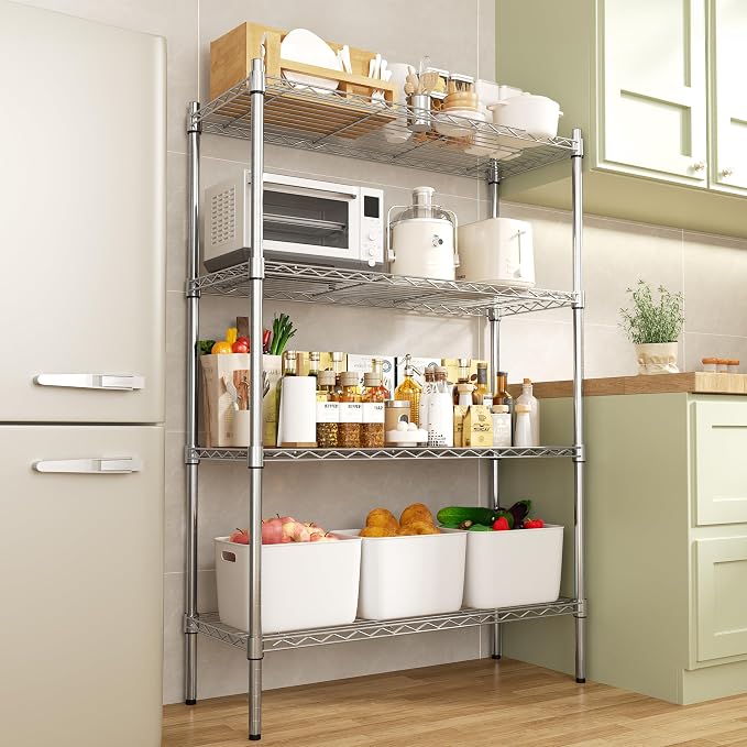 Auslar 4-Shelf Storage Wire Shelves Heavy Duty 4 Tiers Standing Shelving Units - Image 2