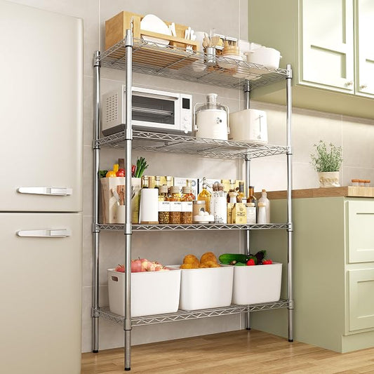 Auslar 4-Shelf Storage Wire Shelves Heavy Duty 4 Tiers Standing Shelving Units - Image 2