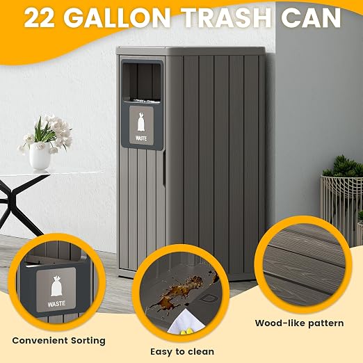 Outdoor Trash Can, Waterproof Resin Garbage Can Indoor and Outdoor Use - Image 4