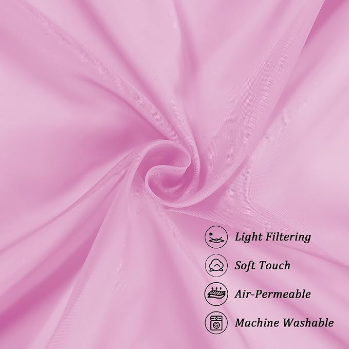 Chyhomenyc Pink Curtains Over Sink 36 Inch Length 2 Panels, Light Filtering - Image 5