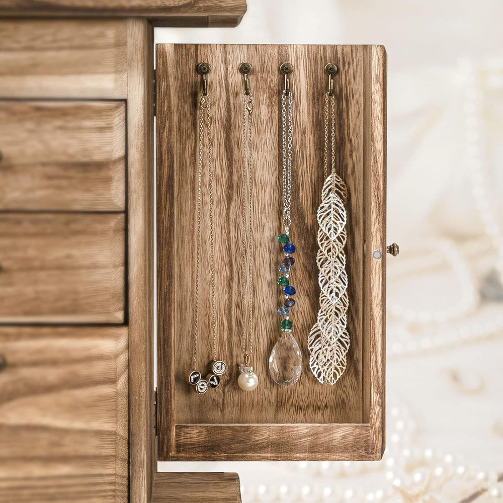 Emfogo Jewelry Box for Women, Rustic Wooden Jewelry Boxes & Organizers wi...