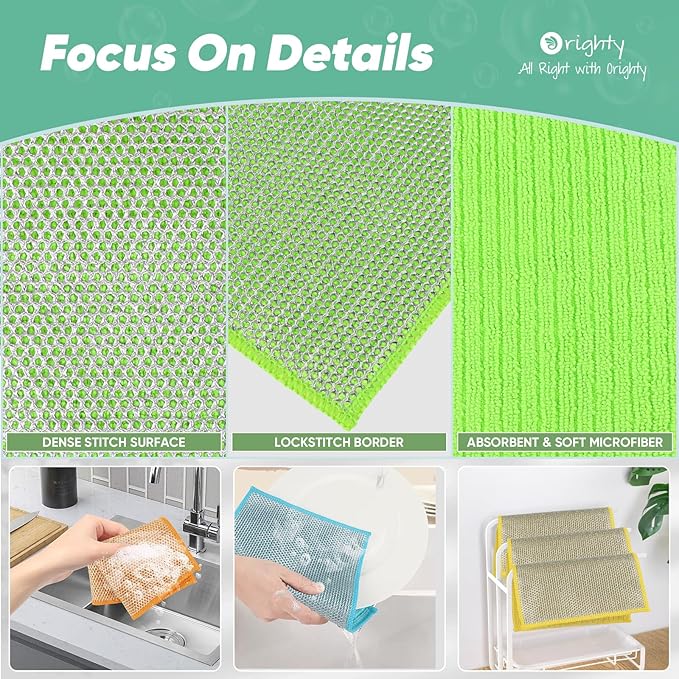 Orighty Multipurpose Wire Dishwashing Rag 24 Pcs, Upgraded Double-Layer - Image 3