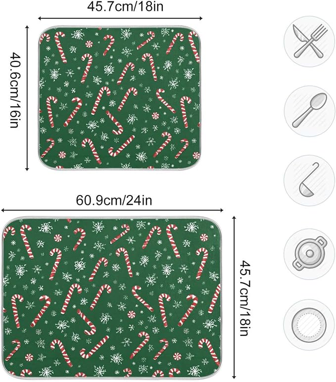 Christmas Candy Cane Dish Drying Mat - Image 3