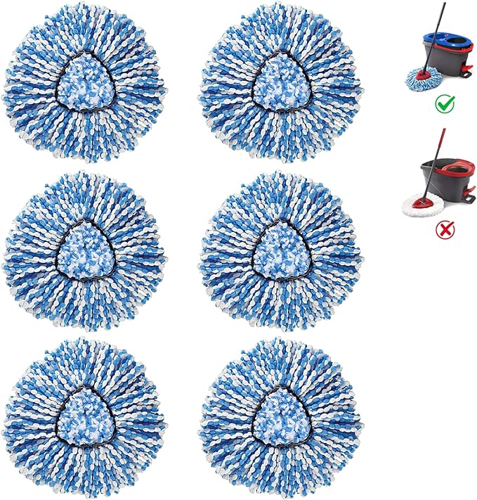 BonusLife 6-Pack Mop Head for O-Ceda RinseClean Spin Mop Refill 2-Tank System by BonusLifeInc