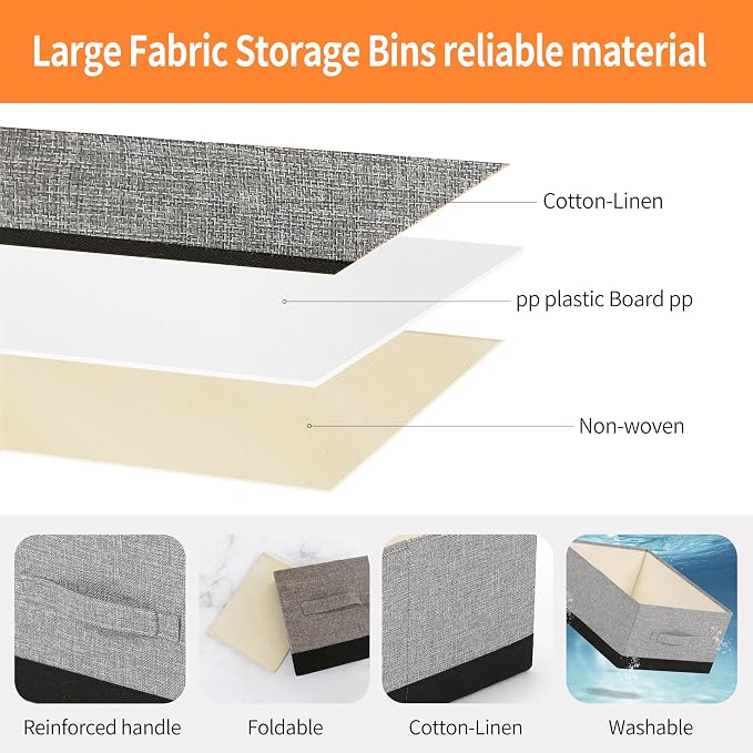 linen closet organizers and storage, 3 Pack Large Storage Baskets, Clothing - Image 3