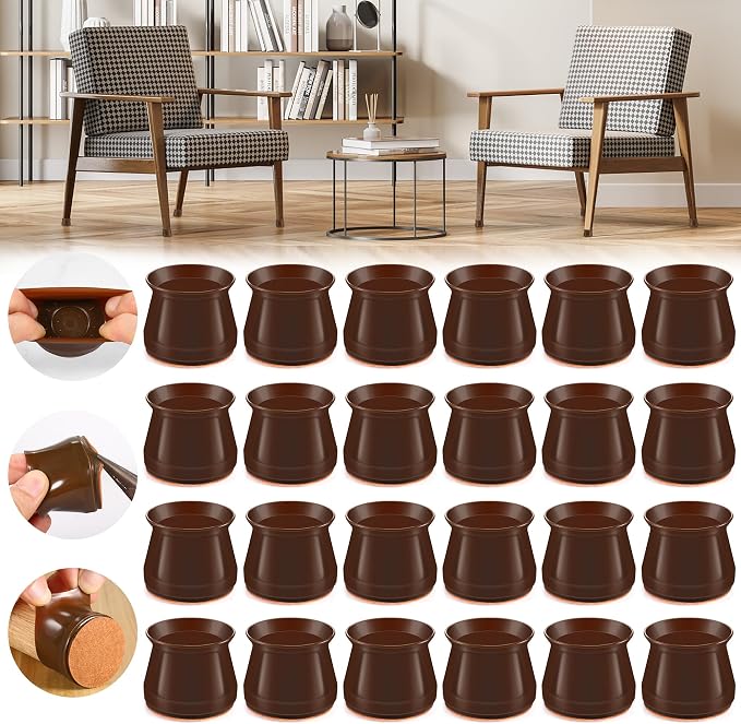 24PCS Upgraded Silicone Chair Leg Floor Protectors by Violibar