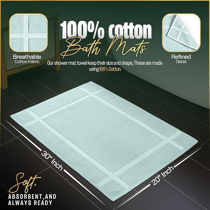 Pearl Linens Pack of 6 100% Cotton Bath Mat 20x30 inches, Soft & Absorbent - Image 2