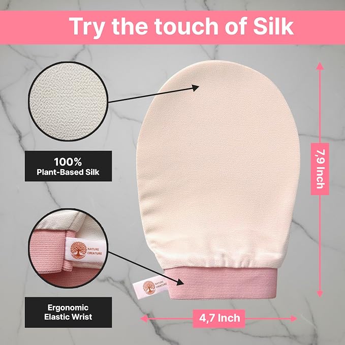 – Vegan Silk Exfoliating Glove for Face, and Hands | Natural Body Scrubber for - Image 3