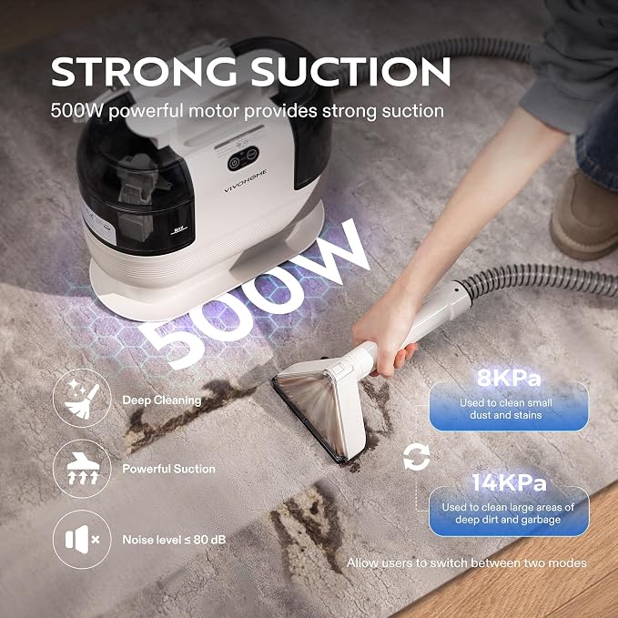 VIVOHOME Portable Multipurpose Carpet Cleaner Machine, 15s Fast Heating Spot - Image 3