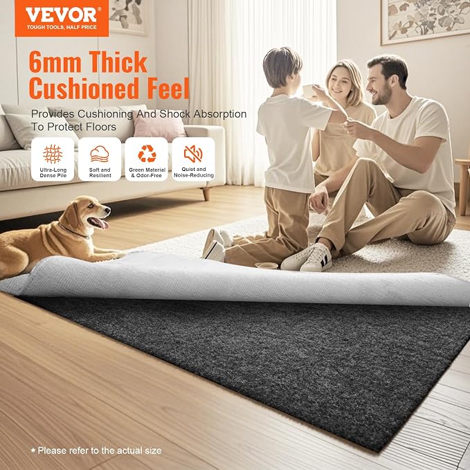 VEVOR - Slip-Resistant Rug Pad - Protective Cushioning Carpet Pad - 8' x 10' - - Image 2