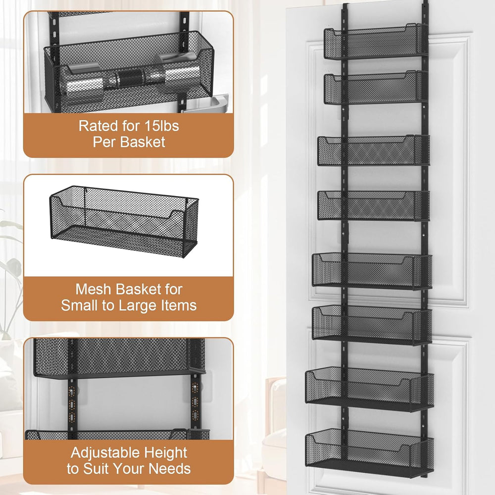 VyGrow Over The Door Organizer, 8-tier Metal Door Organizer Hanging with Adju...