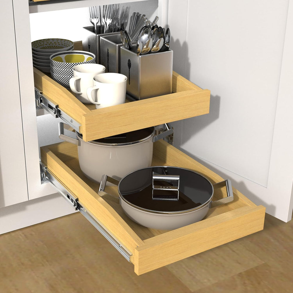 Wooden Pull out Cabinet Organizer 23" W x 21" D x 3.35" H, Hea...