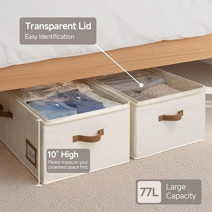StorageWorks Under Bed Storage Bins, 90L Clothes Organizer - Image 3