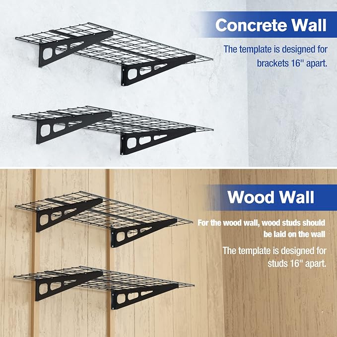 WORKPRO 2-Pack 2x4FT Garage Wall Shelving, 48” x 24” Heavy Duty Wall Mounted - Image 4