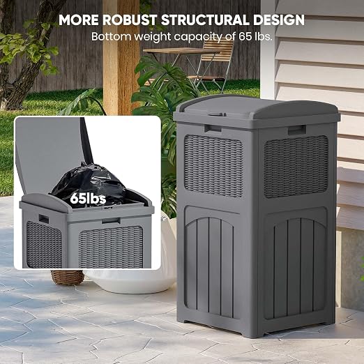Patiowell 36 Gallon Outdoor Trash Can, Resin Outdoor Garbage Can - Image 7