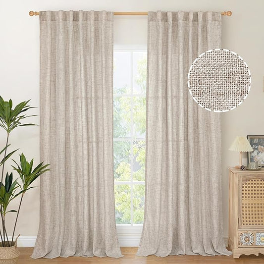 YoungsTex Linen Curtains Floor Length 102 Inch Long by YoungsTex