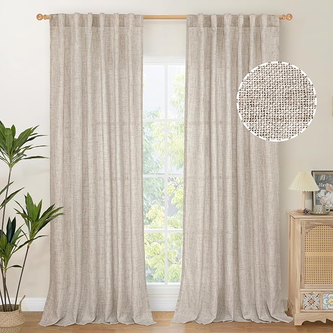 YoungsTex Natural Linen Curtains 90 Inches Long by YoungsTex