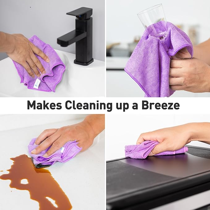 Purple Microfiber Cleaning Cloth, Ultra Soft Absorbent Microfiber Cleaning Rags - Image 6