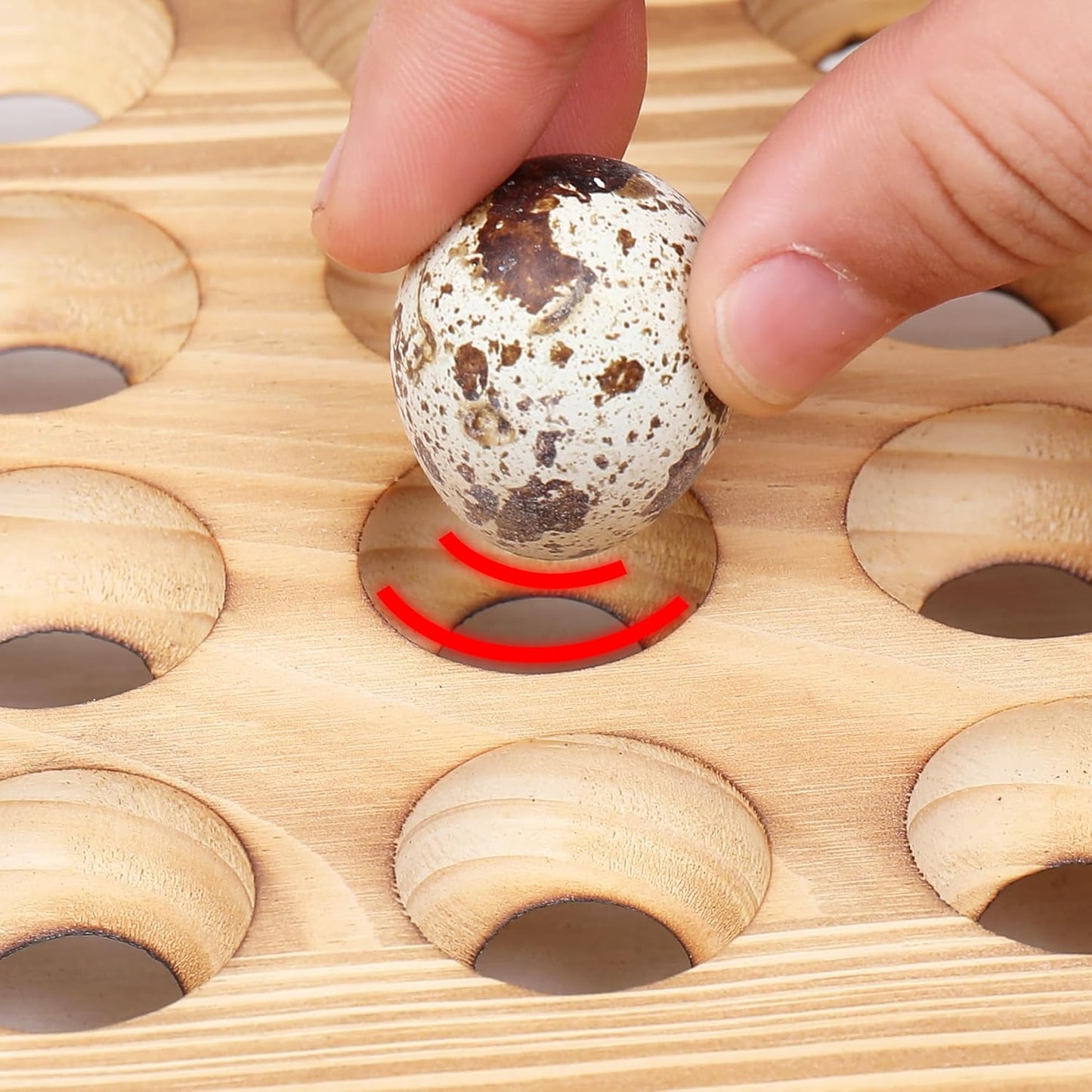 Stackable Wooden Quail & Pigeon Egg Holder Countertop, Farmhouse Kitchen Fresh Quail & Pigeon Egg Display Storage Rack Organizer Tray, 48 Slots, Natural Wood, Chemical-Free Coating