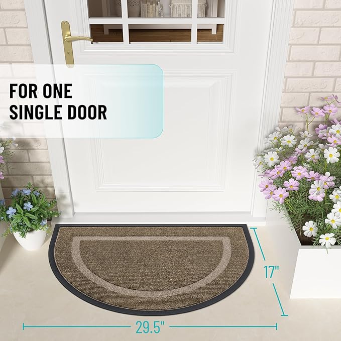 OLANLY Half Circle Door Mat Indoor Outdoor Entrance Welcome, Waterproof - Image 2