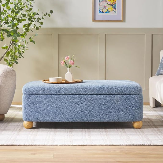 Walker Edison Linley Contemporary Large Storage Bouclé Ottoman by WalkerEdison