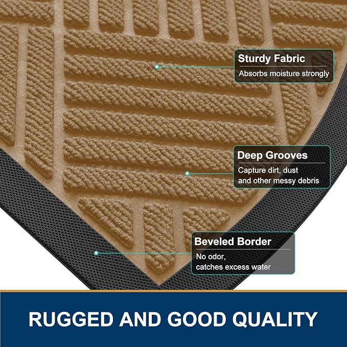 Smiry Half Circle Front Door Mat Outside Entrance, Heavy Duty Outdoor Indoor - Image 4