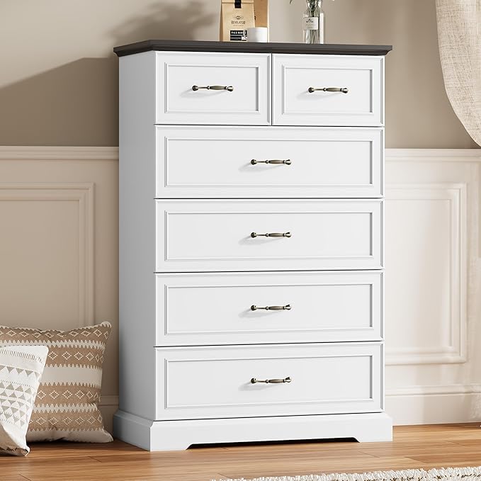 6 Drawer Dresser for Bedroom, Rustic Farmhouse Dresser by Thacuok