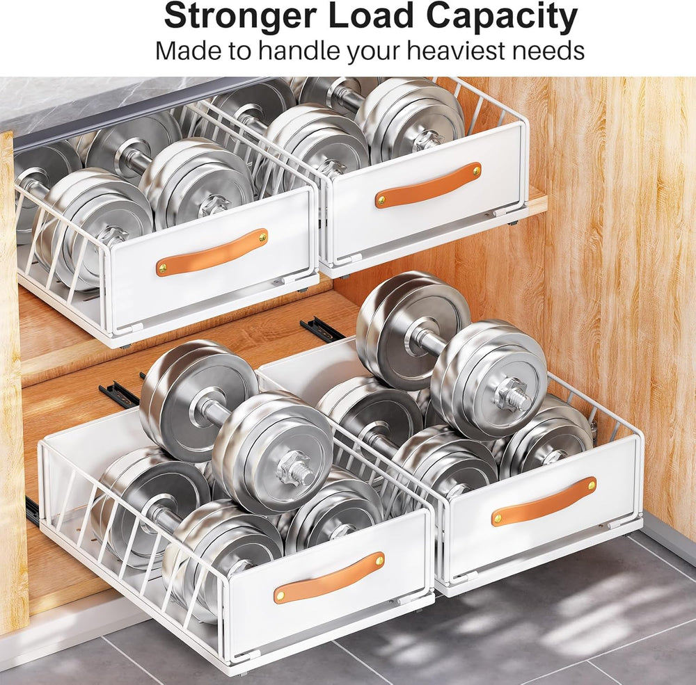 4Pack Pull out Cabinet Organizer,Heavy Duty Slide out Pantry Shelves Drawer S...