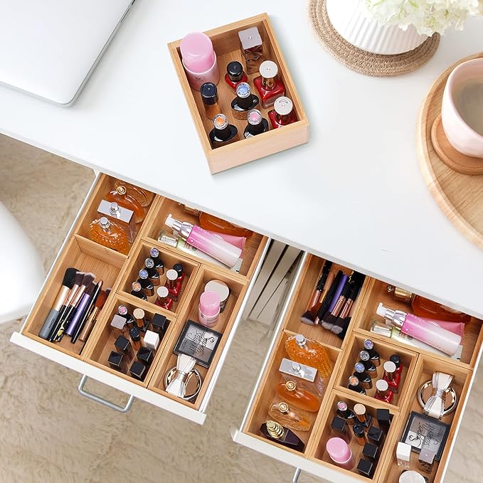Fabsome Bathroom Drawer Organizer, Bamboo Box Bin - Image 3