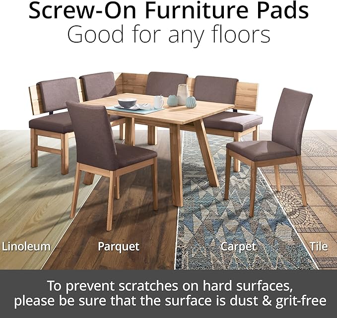 Chair Glides X-PROTECTOR – 8 PCS 1" Furniture Glides – Screw-On Chair Sliders – - Image 4