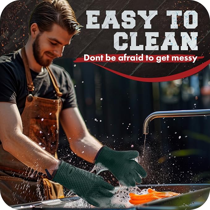KITCHEN PERFECTION XL Silicone Smoker Oven Gloves-Extreme Heat Resistant BBQ - Image 7