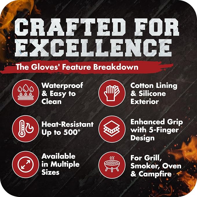 KITCHEN PERFECTION Silicone Smoker Oven Gloves -Extreme Heat Resistant BBQ - Image 9