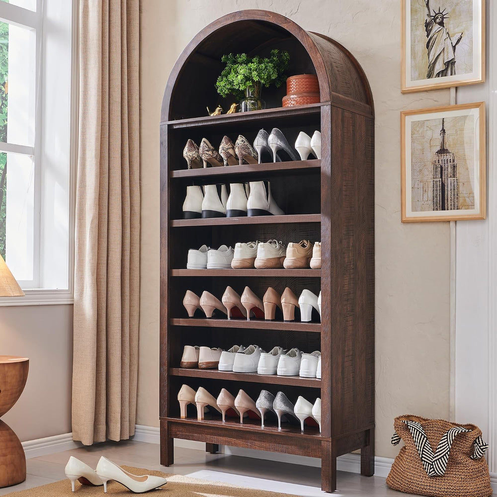 IFBUY 71" Tall Arched Shoe Cabinet, 7 Tiers Shoe Storage Cabinet, Freest...