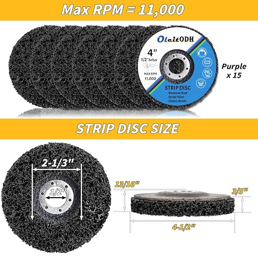 15 Pcs 4.5" x 1/2" Strip Discs Bulk, Paint Stripping and Rust Removal Wheels - Image 3