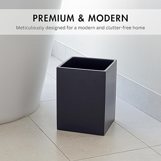 Matte Black Square Small Trash Can, 2 Gallons / 7.5L Garbage Can, Waste Basket - Image 2