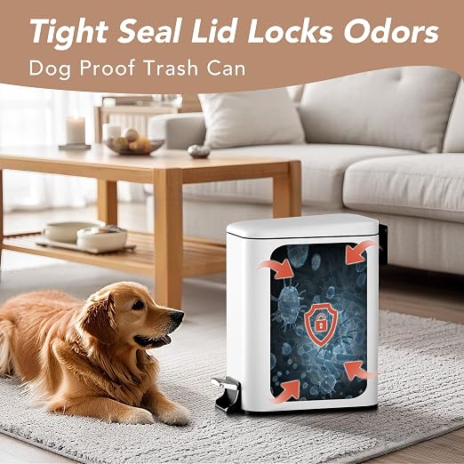 Small Trash Can with Lid Soft-Close, 6 L/1.6 Gal Bathroom Garbage Can with - Image 8