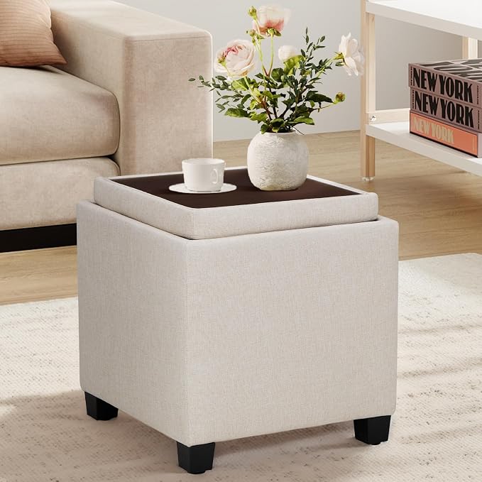 COLAMY Fabric Square Storage Ottoman by COLAMYINC