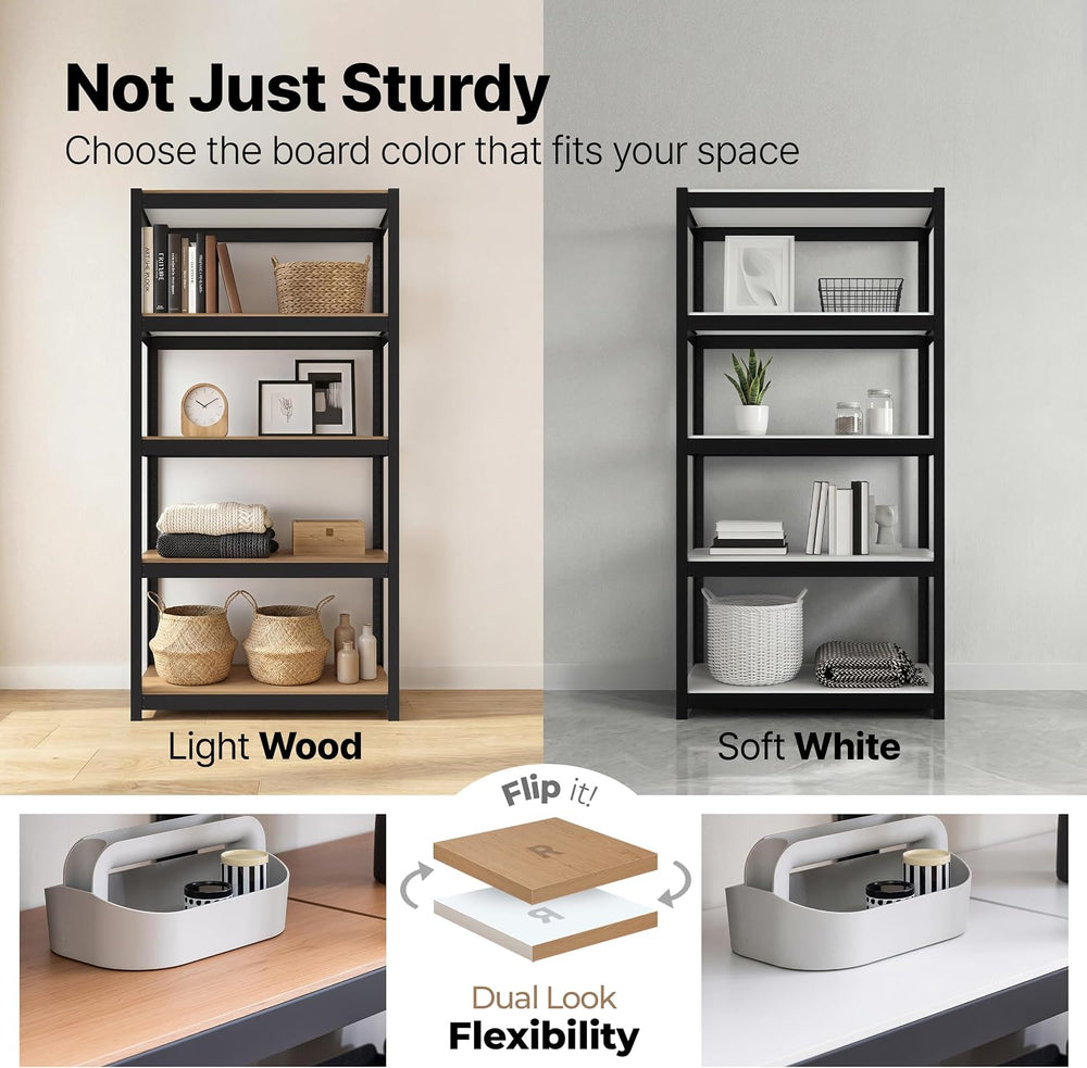 HOMEDANT House 48.1" W 5 Tier Heavy Duty Garage Shelving Adjustable Meta...