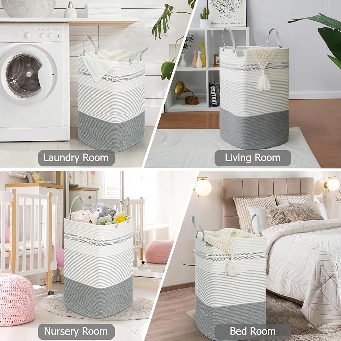 danpinera 100L Nursery Hamper, Tall Woven Laundry Basket - Image 8