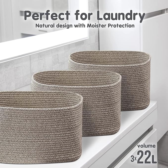 CHAT BLANC Cotton Rope Baskets for Organizing | Storage Baskets for Shelves | - Image 6