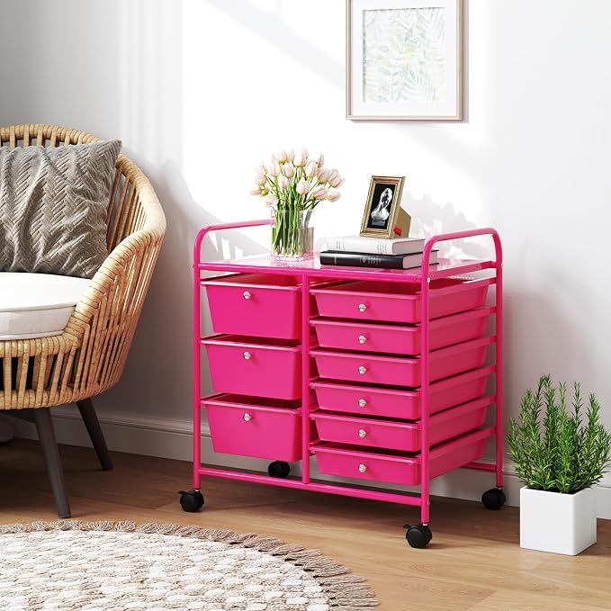 GOFLAME 9-Drawer Rolling Storage Cart, Mobile Utility Cart