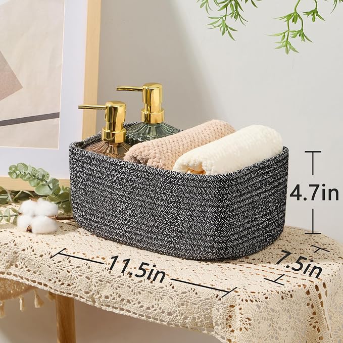 Small Storage Baskets for Organizing | Closet Organizer Bins | Shelf Toy Basket - Image 3