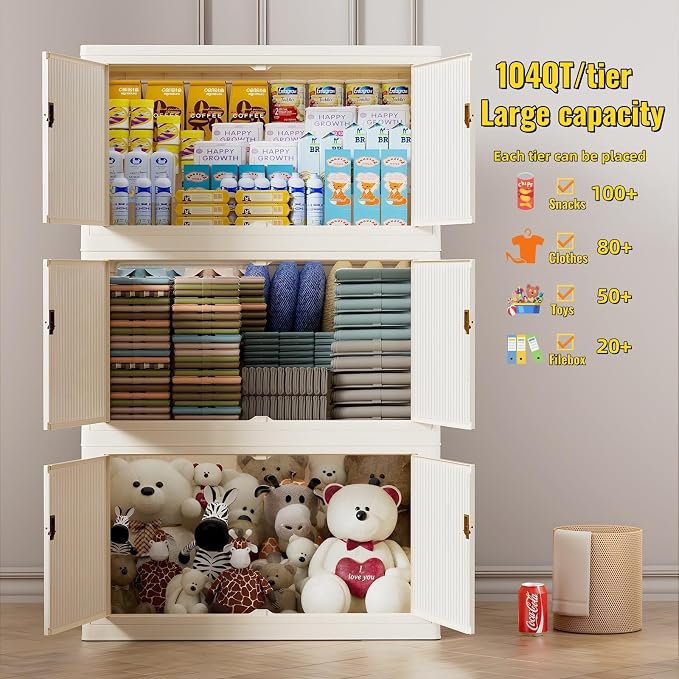 Stackable Storage Bins with 1 lid Stackable Storage Drawers - Image 3
