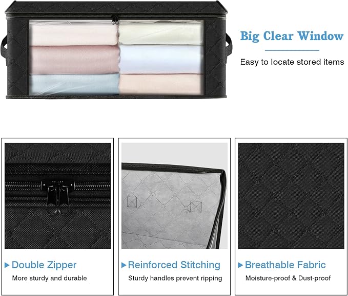 HomeHacks Storage 4-Pack Clothes Organizer Storage Bags Foldable Storage Box - Image 3